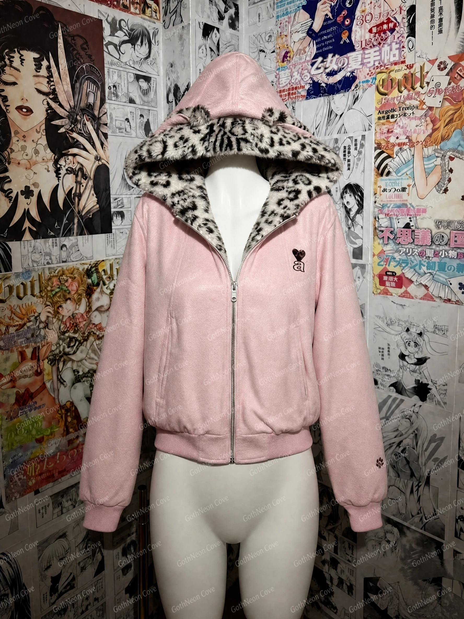 Y2k Aesthetic Leopard Patchwork Hoodies Women Casual Loose Harajuku Zipper Sweatshirt Preppy Style Vintage Gothic Grunge Jackets
