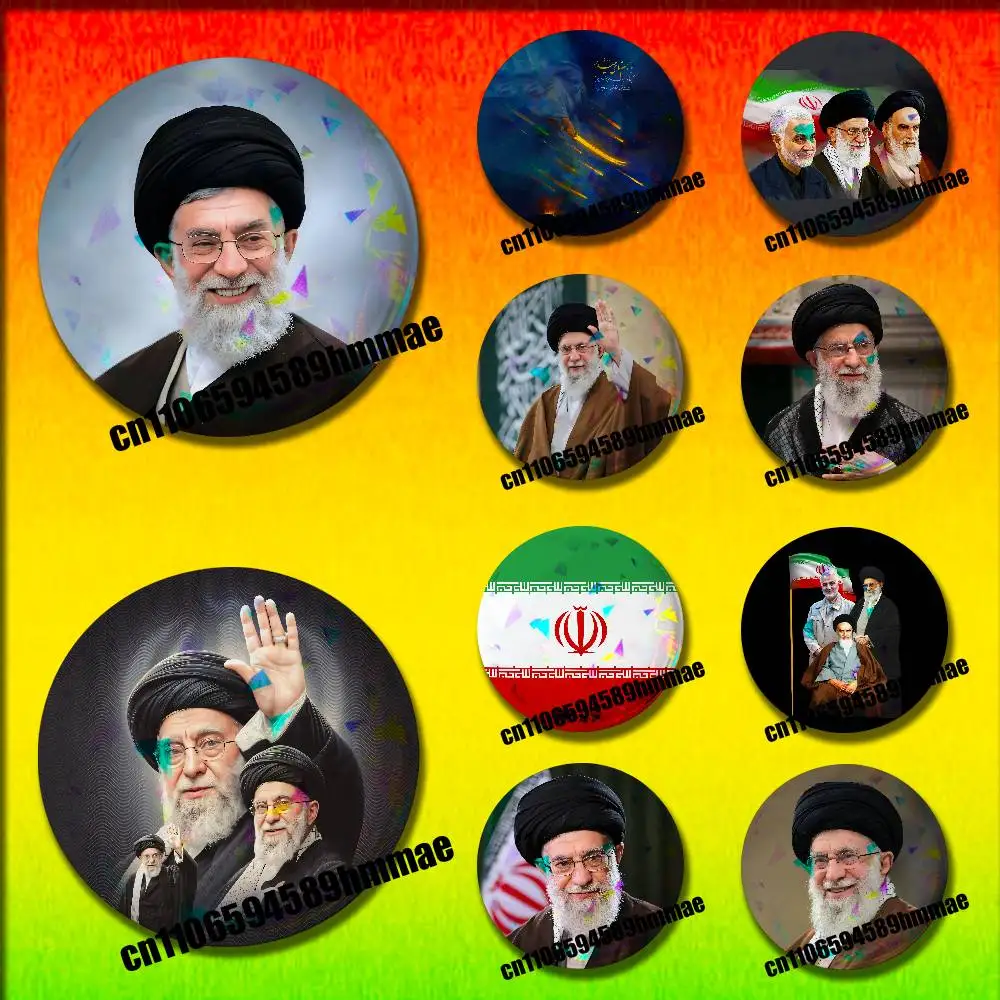 

For RIP Ali Khamenei Iranian Iran Emblem Round Pins Insignia Badge Cover Ornament 75mm Cosplay Brooch Button