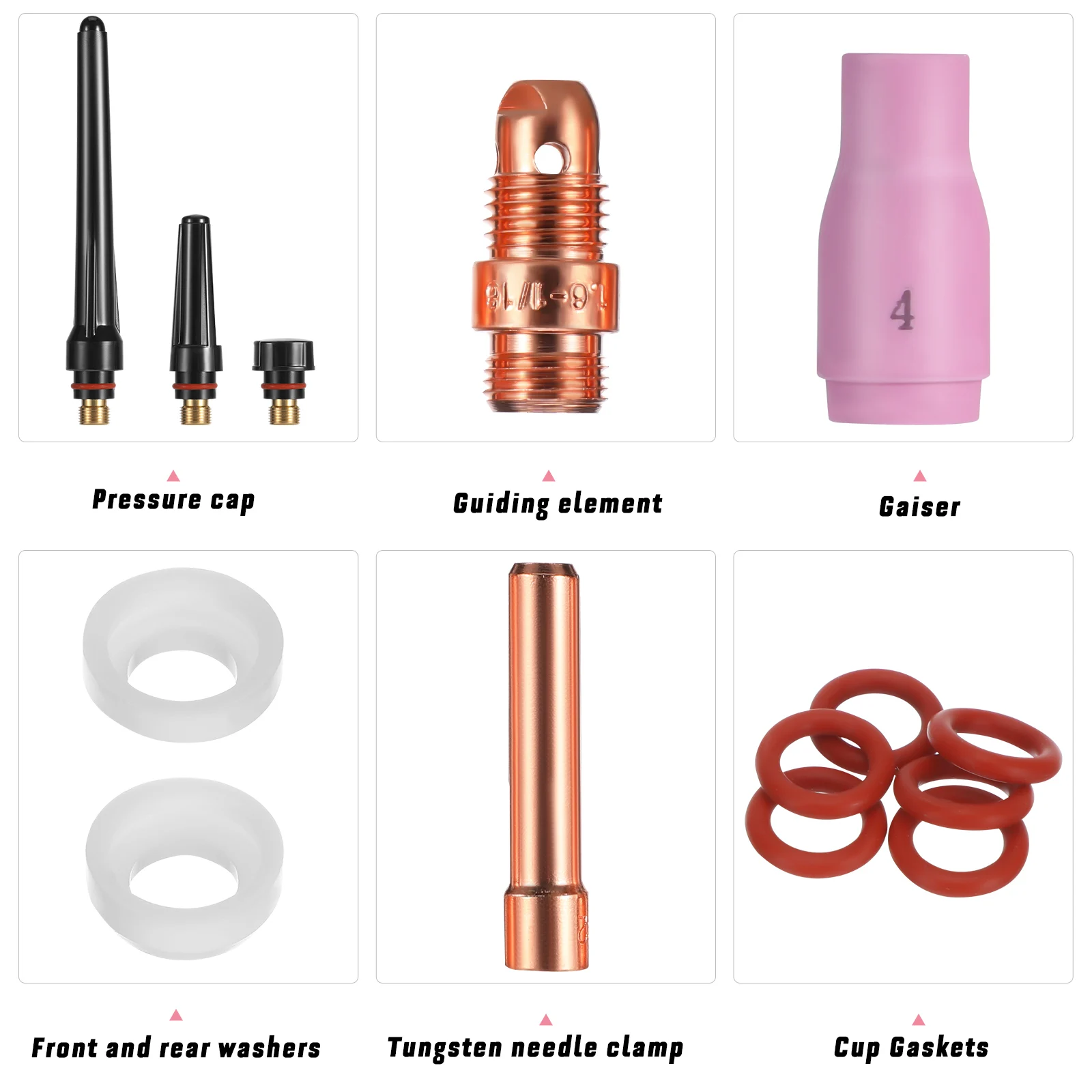 

7 s Consumable Parts Set Tig Cups Torch Kit Nozzle Collet Stainless Steel Gaskets Gas Lens Tig Welding Accessories Welding