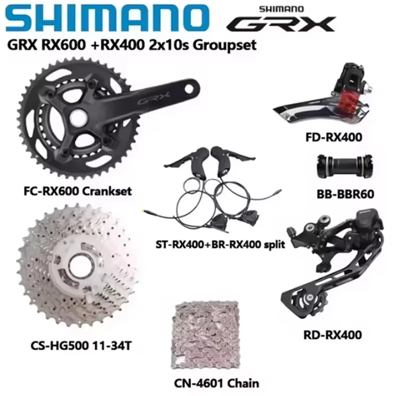 Shimano RX600 RX400 2x10S Group 170MM 46-30T Crankset GRX RX400
