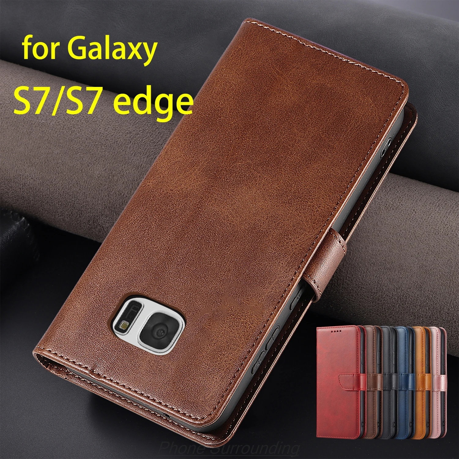 

Wallet Flip Cover Leather Case for Samsung Galaxy S7 5.1" / S7 edge 5.5" Pu Leather Phone Bags protective Holster Fundas Coque