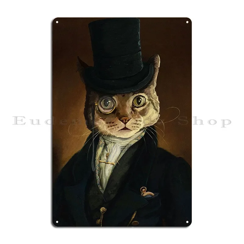 Aristocratic Cat Portrait Metal Plaque Living Room Club Iron Bar Printing Tin Sign Poster