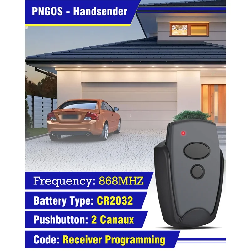 

【HASD】2 Channel 868Mhz Handheld Garage Door Remote Control Transmitter For Marantec Digital 302, 304, 382, 384, Roll Code