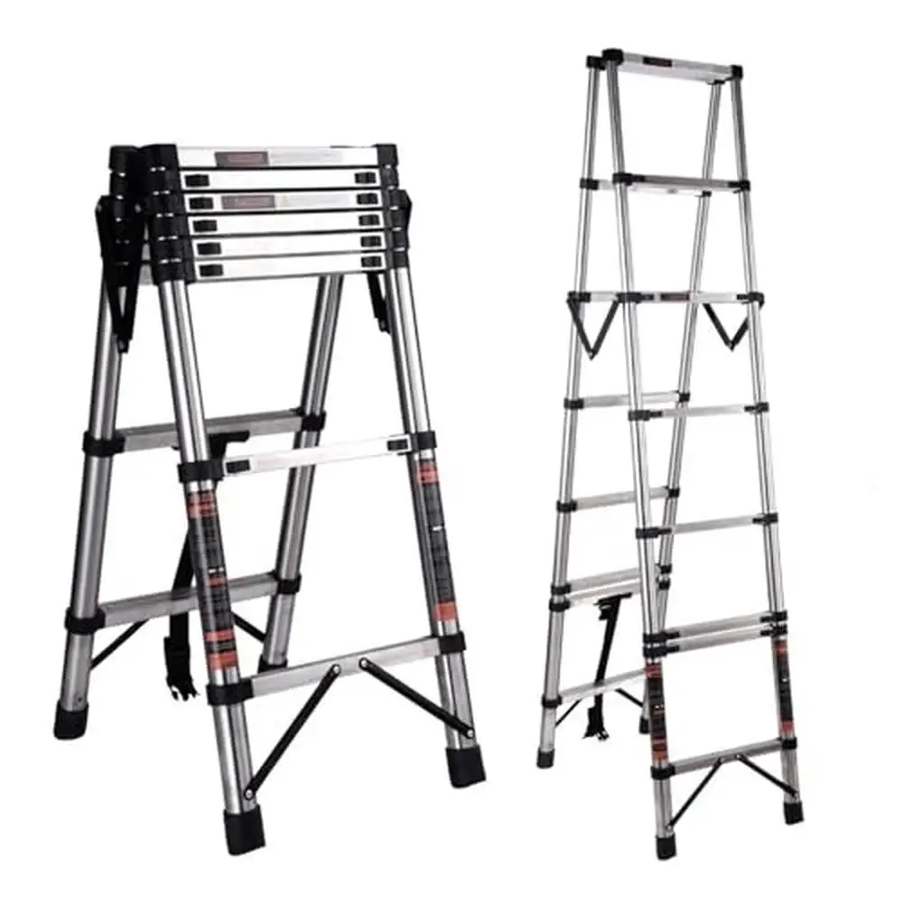 

Telescoping Ladder with Tray Anti-Slip Foot Aluminum Extension 330lbs Capacity