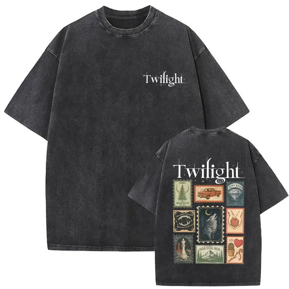Washed Vintage Movie Twilight Book Lover Vampire Robert Pattinson T-shirt Edward Cullen T-shirts Men Women Oversized T Shirts