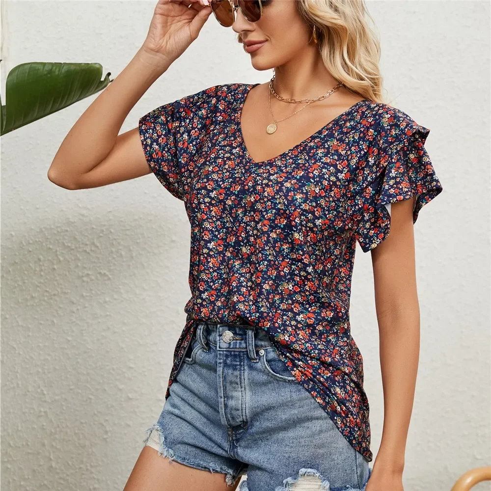 

Women's Shirts & Blouses for Women Elegant Summer Tops Short Sleeve Korean Popular Clothes Red Blouse Woman Trend 2024 Clothing