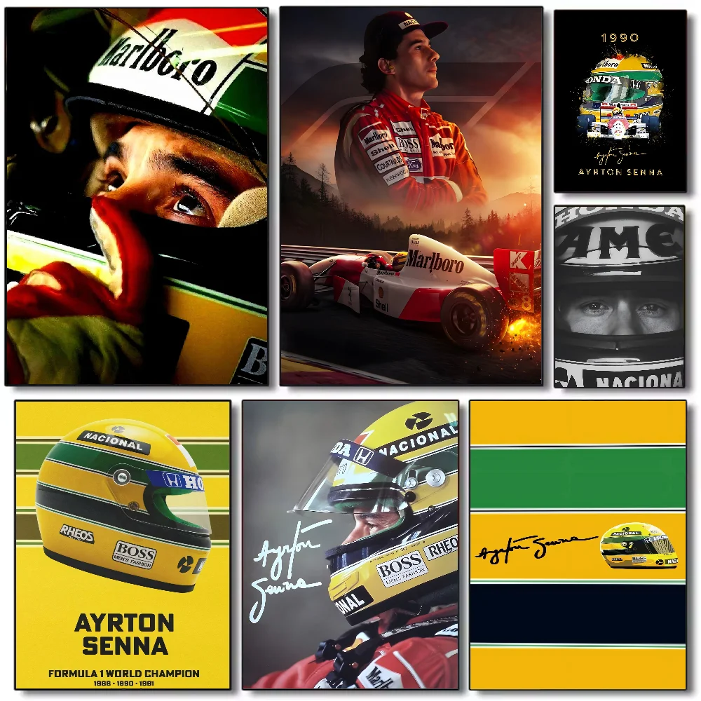 Ayrton Senna classique Vintage affiche HD art collant mur étanche maison salon chambre bar décoration esthétique