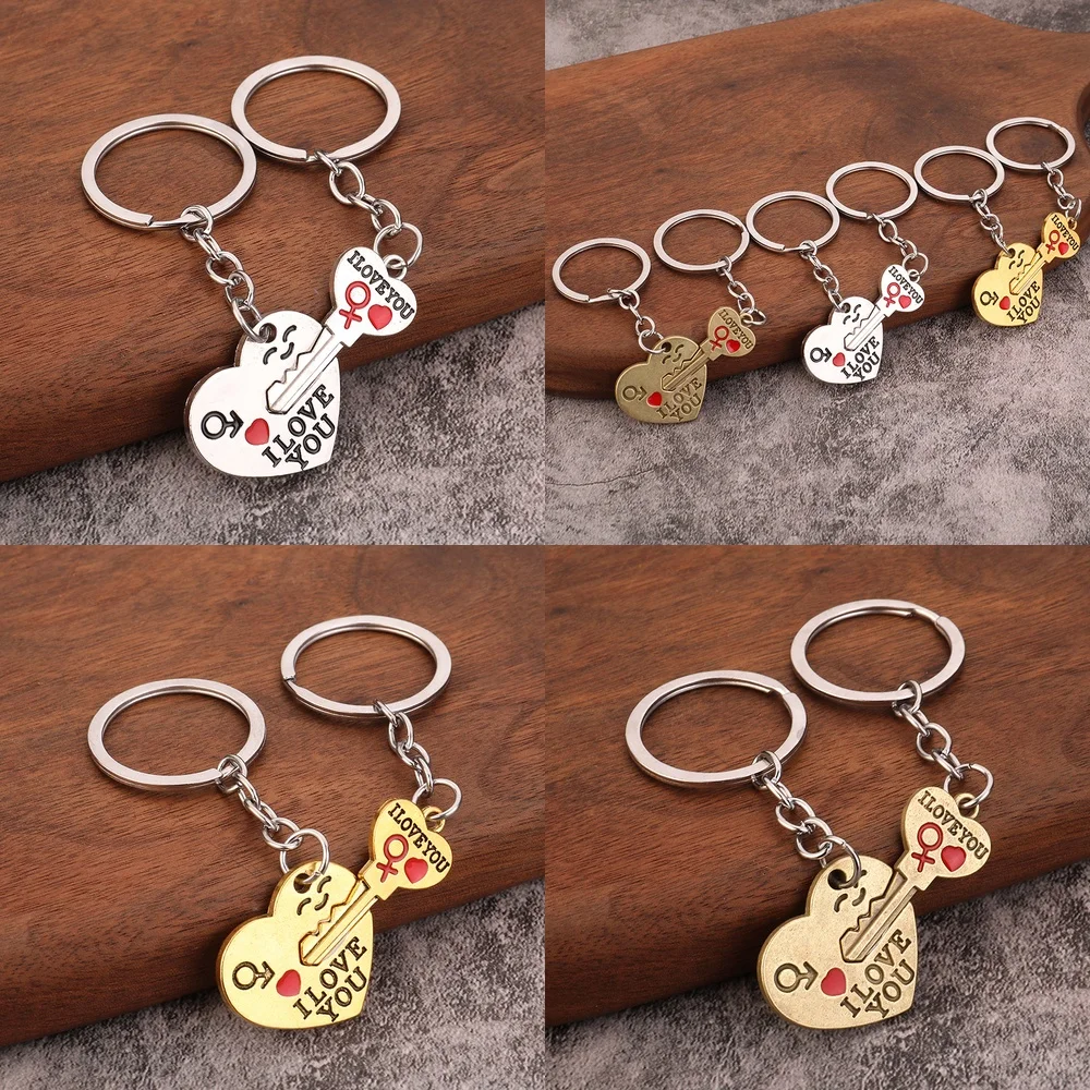 Couple Keychain for Valentine's Day Romantic Gift Metal Pendant with Arrow Through Heart Design for Couples Matching Key Ring