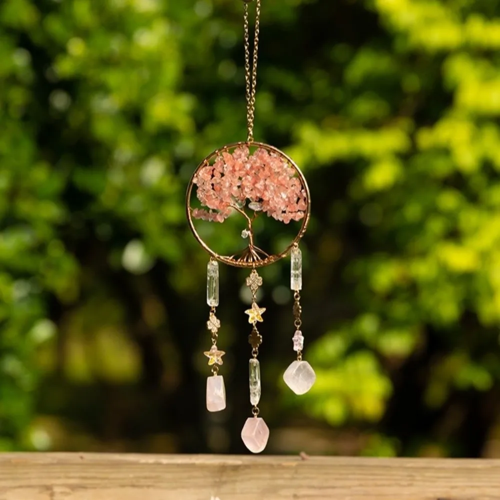 Healing Crystal Stone Dream Catcher romantic natural Crystal Suncatcher Boho creative Rainbow Dreamcatcher Home Decoration