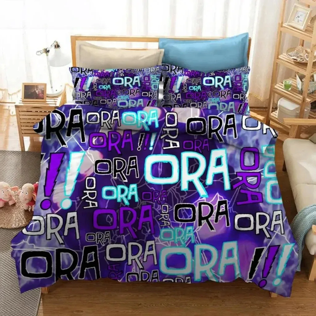 Anime JoJo Bizarre Adventure Jotaro Kujo Bedding Set 3D Printed Suitable for Bedroom Duvet Cover Set With Pillowcases Kids Home