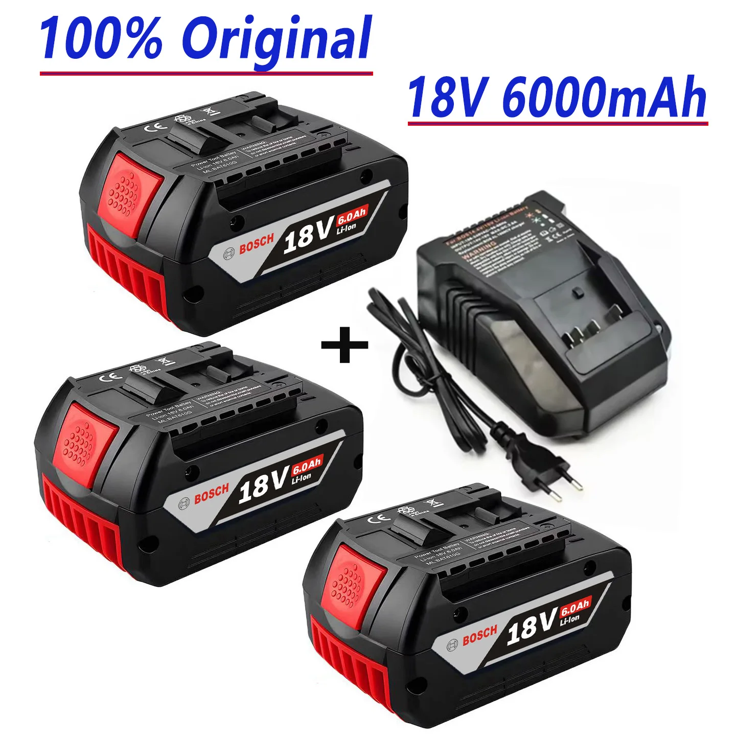 

100% original for Bosch 18V battery accessories screwdriver battery suitable for BAT609 BAT609G BAT618 BAT618G 6.0Ah+charger