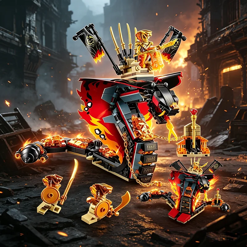 Birthday gift Fire Dragon Attack Building Blocks Model FIT71753 Toys for Chilren Gift