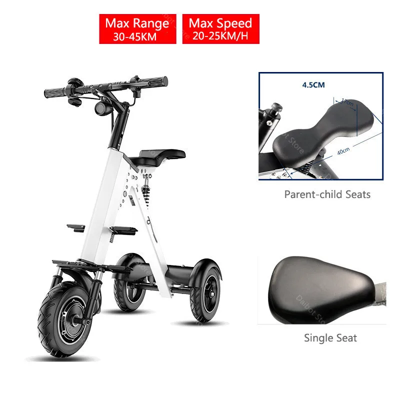 Nieuwe 3-wiel opvouwbare elektrische scooter voor volwassenen met stoel 36V 350W Lichtgewicht elektrische driewieler Draagbaar opvouwbaar voor vrouwen 45 km/u
