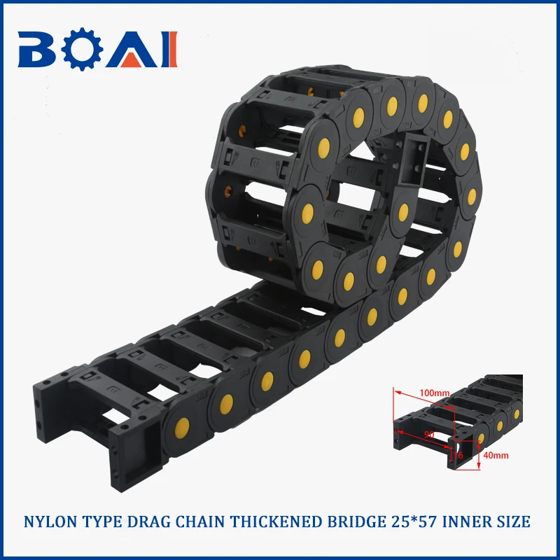 Enrutador CNC de cadena de arrastre con puente grueso de nailon tipo 25x38/25x57/25x77