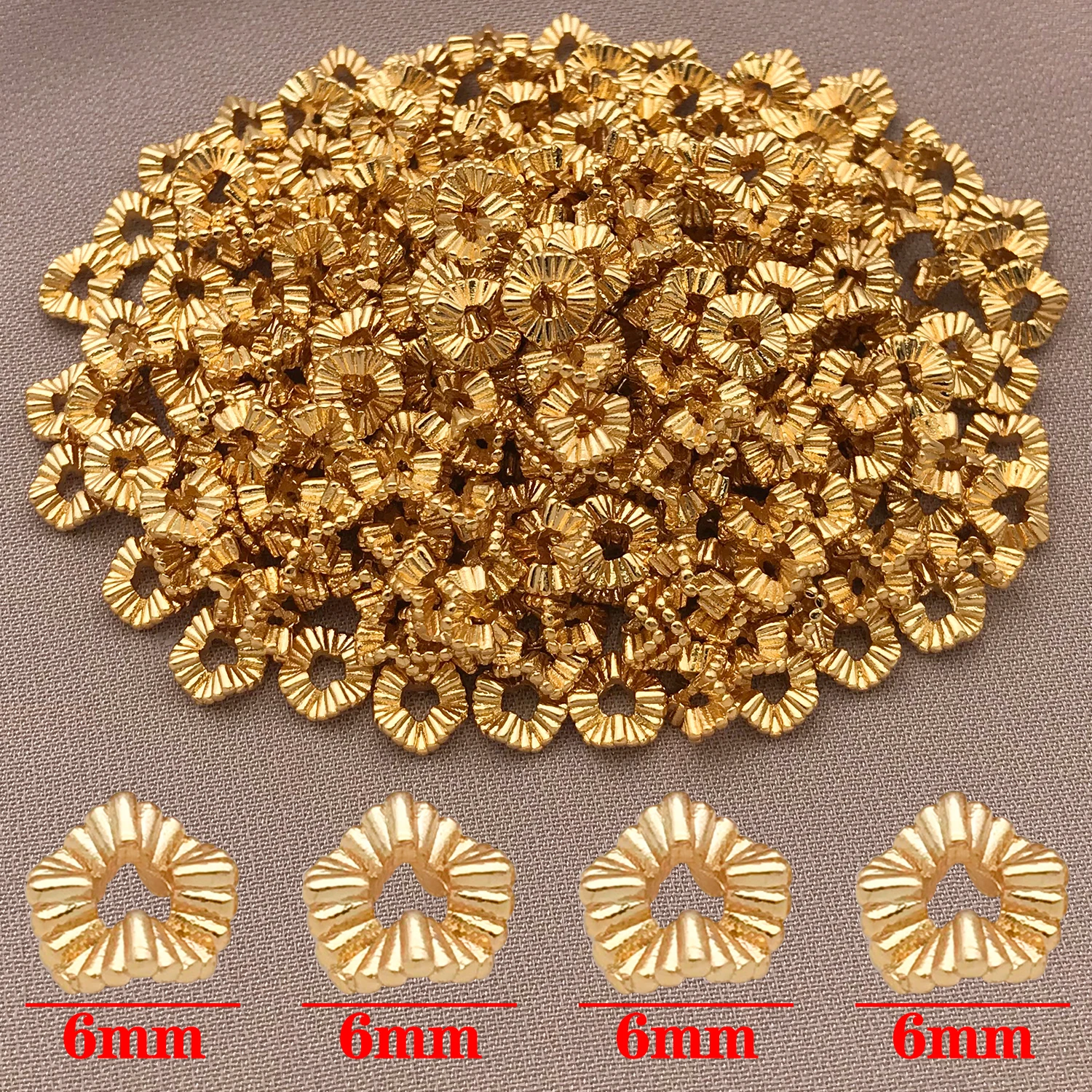 Mix 5/10pcs 18K Copper Plated Real Golden Beads