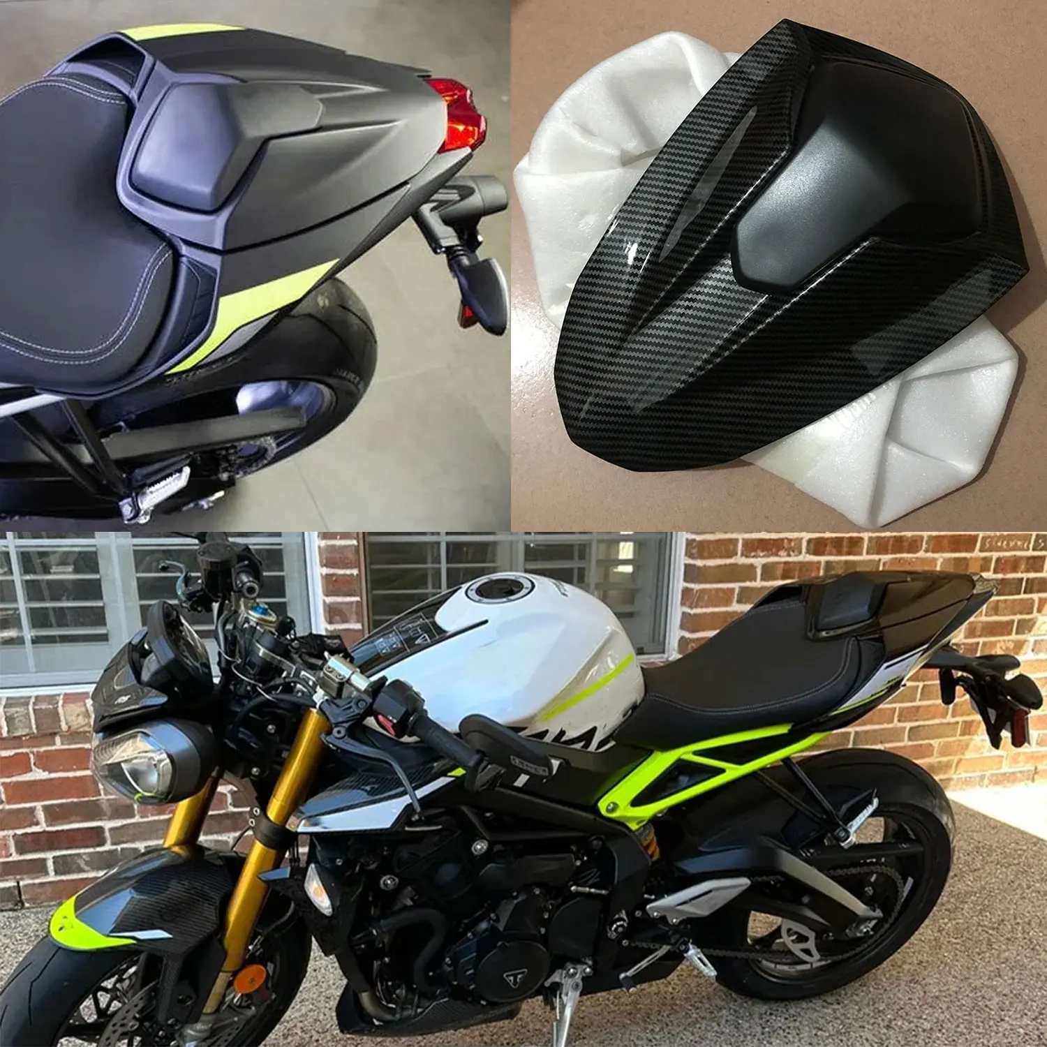 

For Triumph Street Triple RS765 RS 765 2020 -2022 23 2024 Motorcycle Pillion Rear Passenger Seat Cushion Cowl Cover Hump Fairing