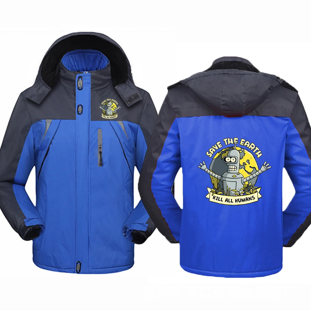معطف حماية من البرد للرجال لخريف وشتاء 2025، سترة بدلة تسلق الجبال مطبوعة بشعار جرافيك لإنقاذ الكوكب #3