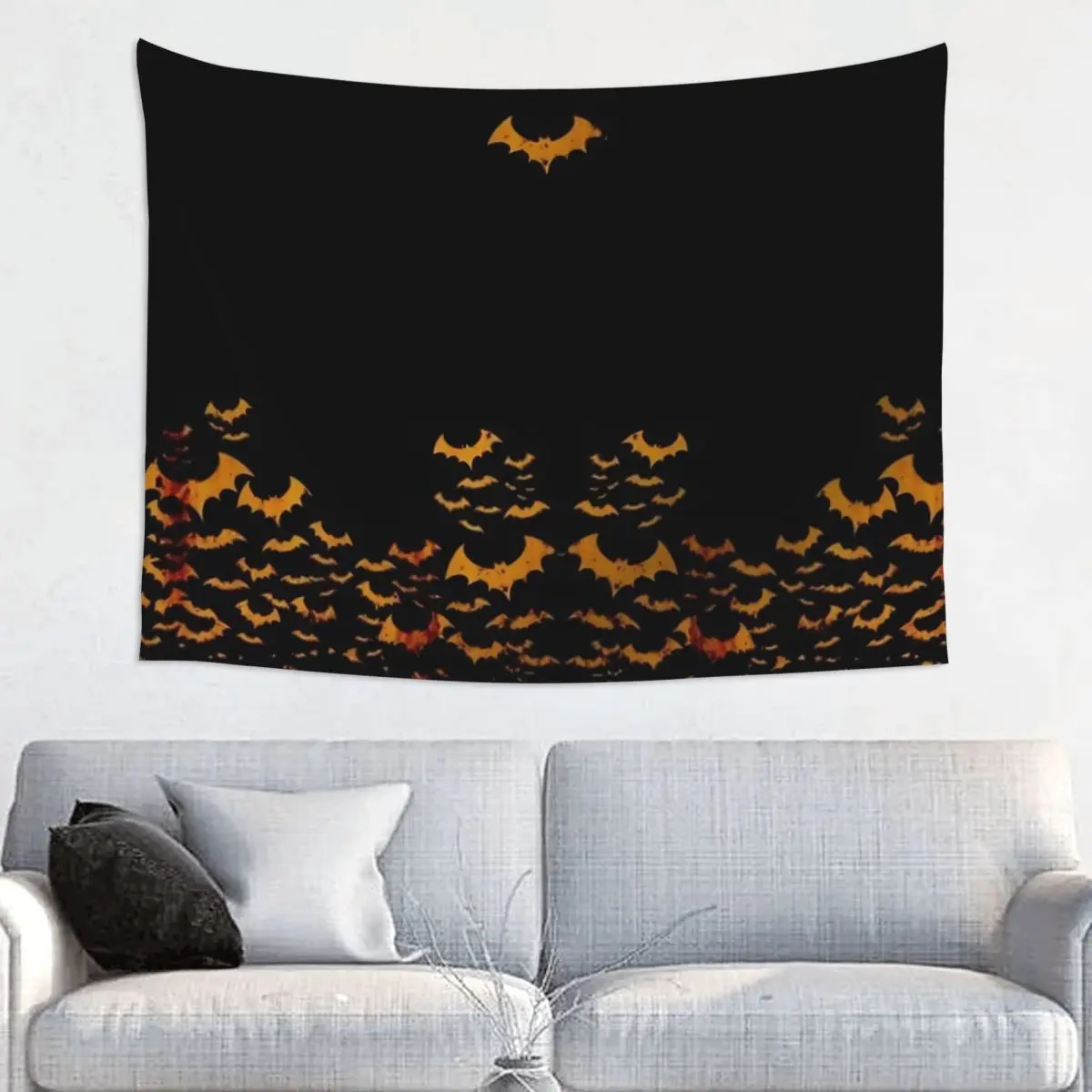 Halloween Bats Spooky Ghost Tapestry Wall Hanging Hippie Polyester Wall Tapestry INS Throw Rug Blanket Wall Decor Yoga Mat