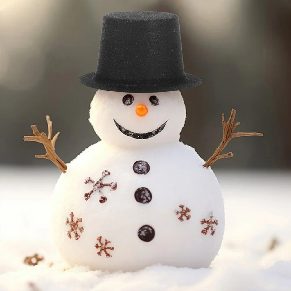 

50pcs Mini Hats Black Felt Top Hat For Christmas Party Decoration Diy Crafts Snowman Decor Holiday Clown Hat Design Party