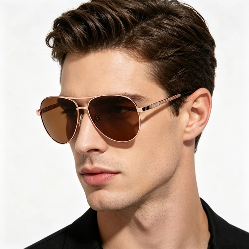 Pilot Polarized Sunglasses For Men Brand Design Big Frame Car Driving Fishing Brown Sun Glasses Fashion Vintage Eyewear Goggle