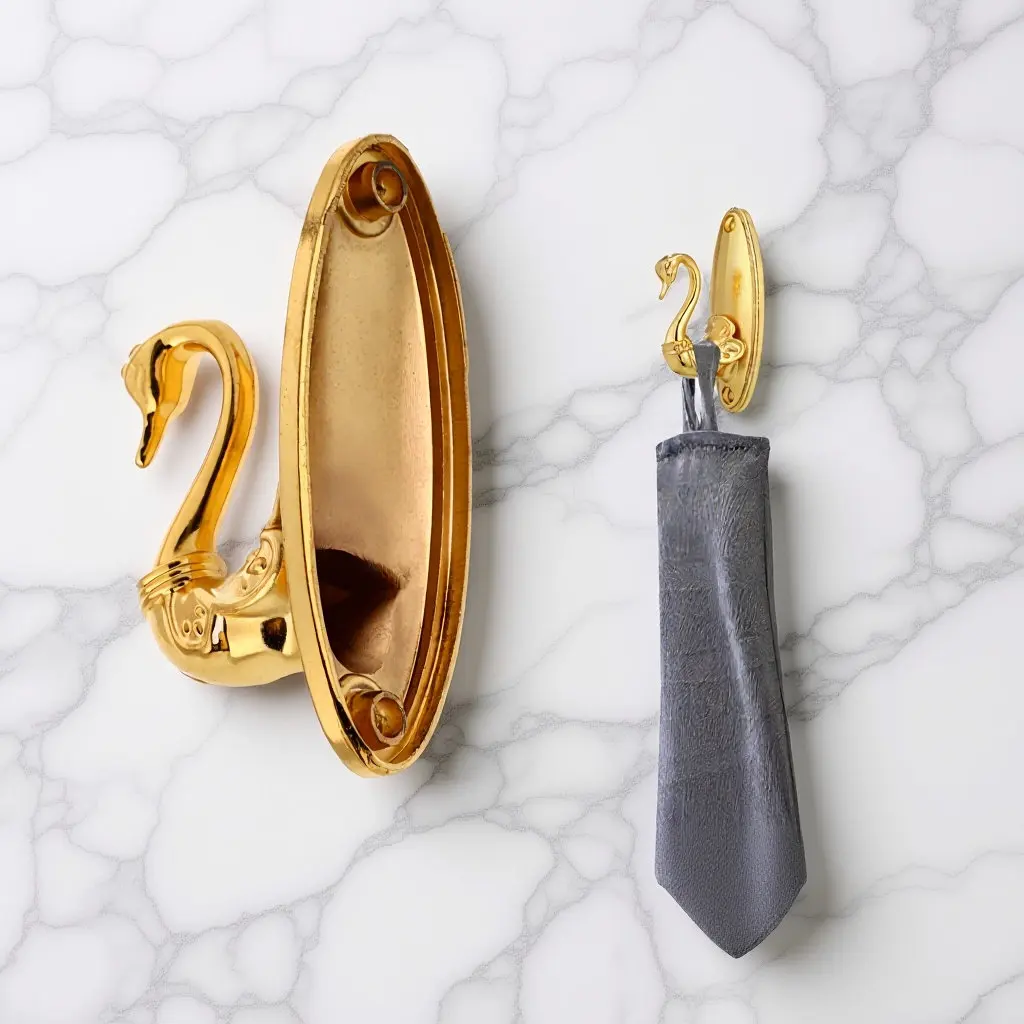 Pair Swan Curtain Hooks Golden Vintage Drapery Holdbacks Tieback Clips Aluminum Alloy Elegant Window Holdback Hooks