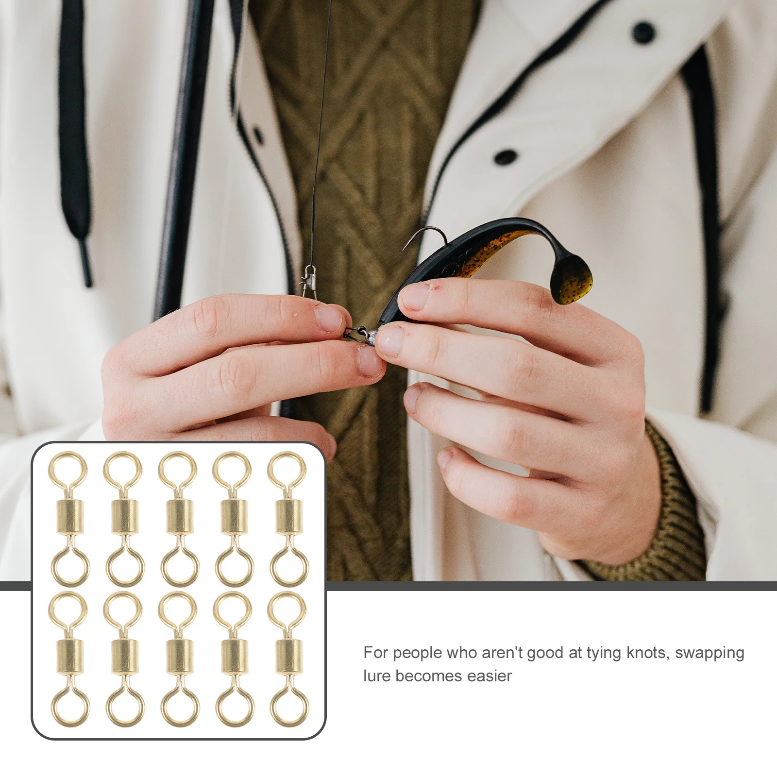 

10Pcs Swivel Ring for Fishing Ball Bearing Rotating Connector Heavy Duty Metal Bait Joint Quick Lock Snap Replacement