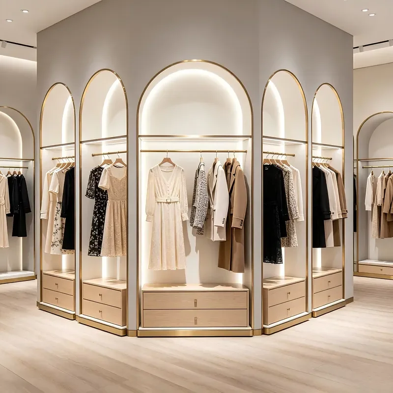 Minimalist Clothing Rack Arched Clothing Rack for Store Clothing Rack with Draw