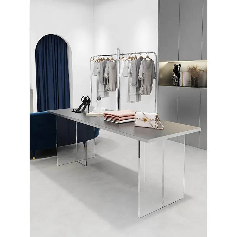 Clothing store table placed in the middle of acrylic water display table women's clothing store bag ornament stainless steel