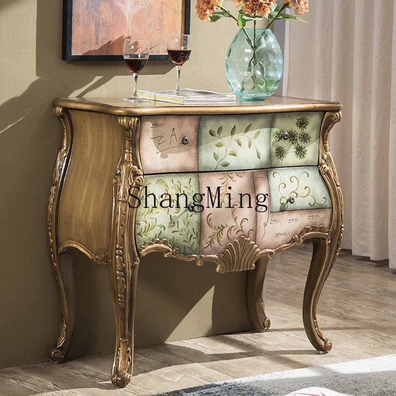 

ZYYchest bedroom retro solid wood storage living room entrance dining side painted storage cabinet