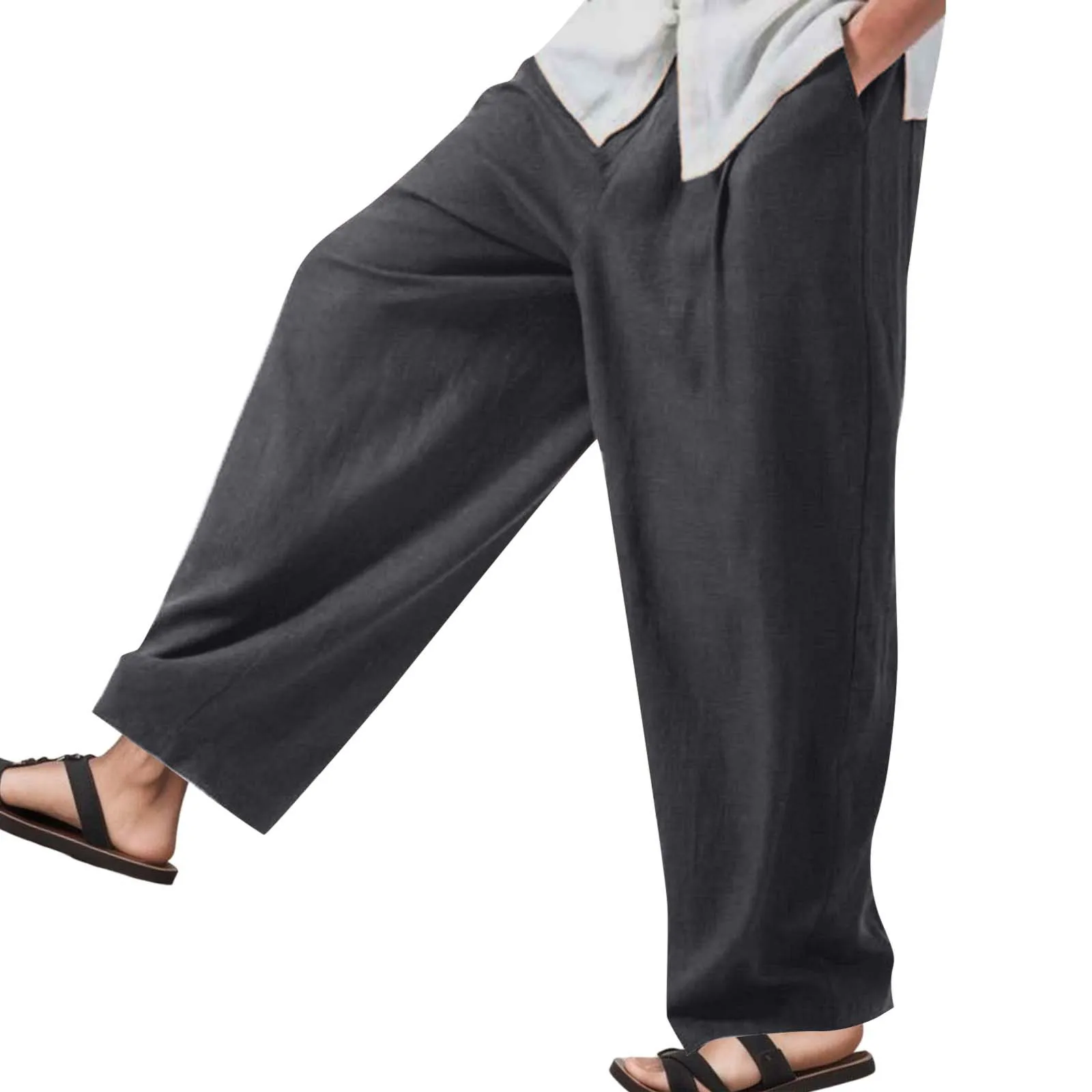 

Men'S Jogging Pants Casual Classic Solid Color Wide Leg Pants Spring Summer Double Pocket Joggers Trousers Outdoor Holiday Pants