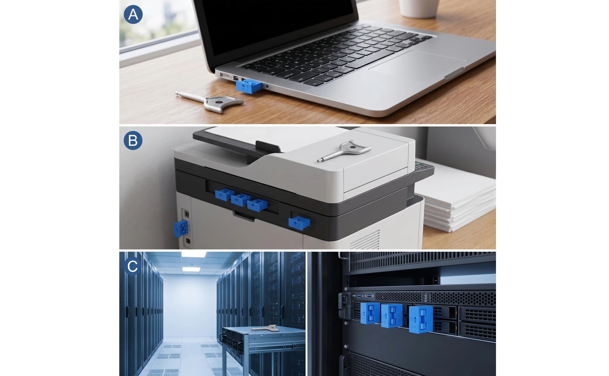 10 Pieces USB Port Blocker with Key Slim USB Port Lock Plug Compact Sturdy for Workstations, Laptops