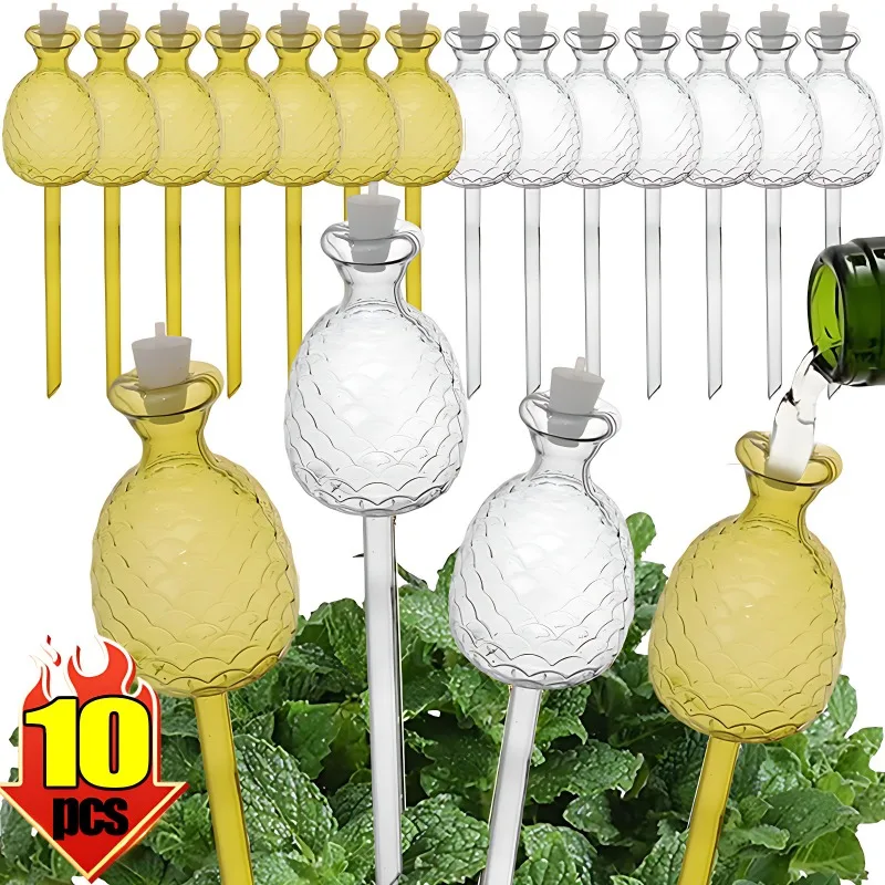 10/1x distributeur d'eau automatique pour plantes boule en plastique auto-arrosage fleurs intérieures et extérieures canettes d'eau pot de fleurs dispositif d'irrigation goutte à goutte