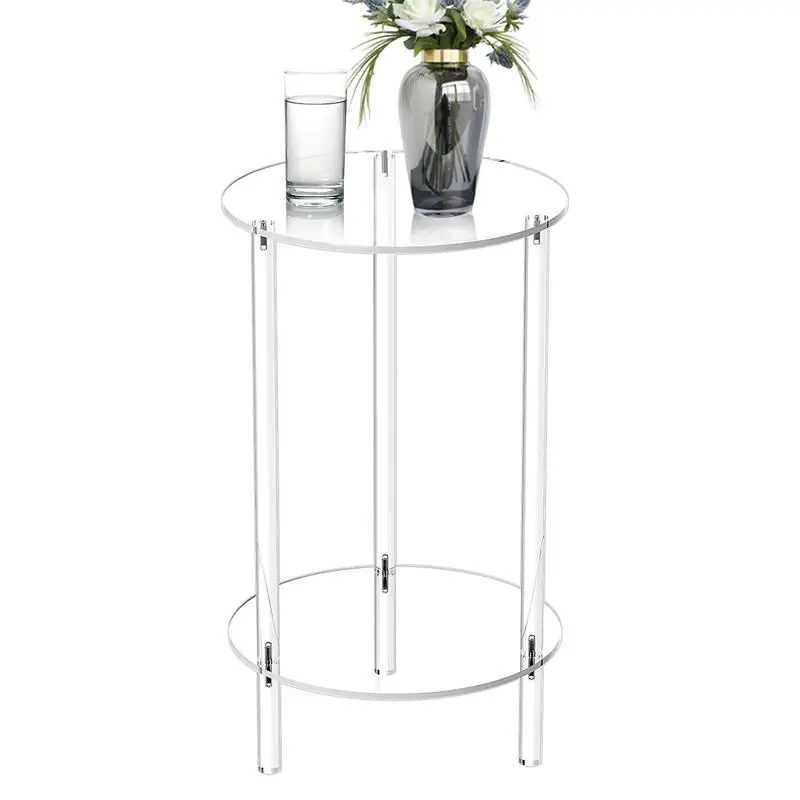 Acrylic Drink Table Clear Small Round End Table Coffee Table Clear Drink Table Small Round End Modern Living Room Side Table