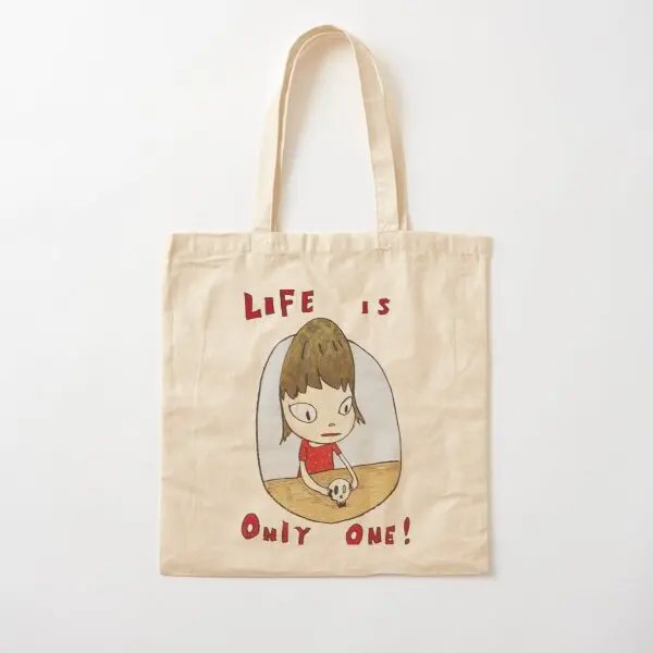 Yoomo Nara Life Is Only One Cotton  Canvas Bag Shopper Designer Printed Reusable Fabric Ladies Casual Grocery Foldable Unisex