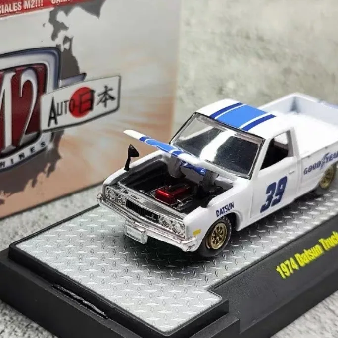M2 1:64 Datsun 1974 Datsun Truck Diecast Collectible Model With Opening Hood