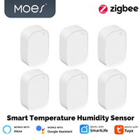 MOES Tuya Zigbee Smart Temperature Humidity Sensor Indoor Hygrometer APP Monitoring Works With Alexa Google Home Battery Powered