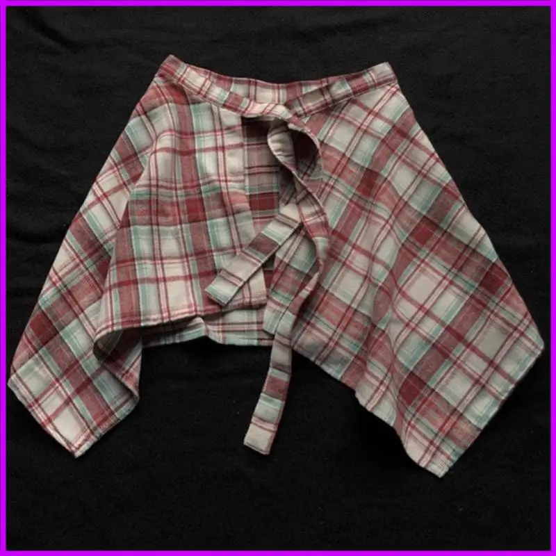 Plaids jupes hautes nœuds hémpoite asymétrique mini jupe patineuse