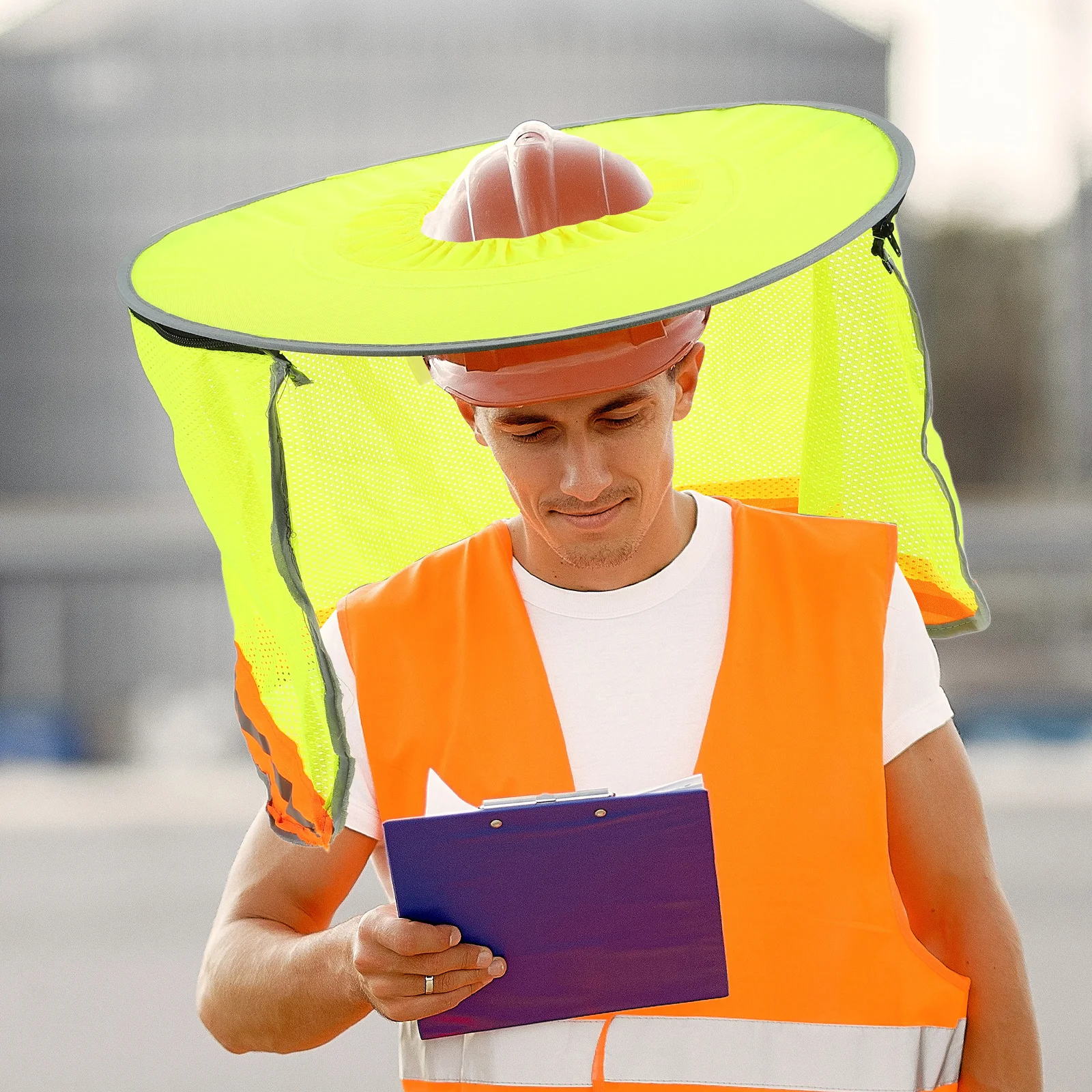 قبعة صلبة حافة الظل الشمس قناع البناء قبعة غطاء الأشعة فوق البنفسجية حماية قابل للتعديل شريط مرن غطاء الرقبة قناع السلامة