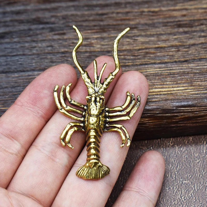 1pcs Brass Artificial Lobster Miniature Figurines Vintage Ornament Fish Tank Landscaping Ornaments Office Desktop Decor Ornament
