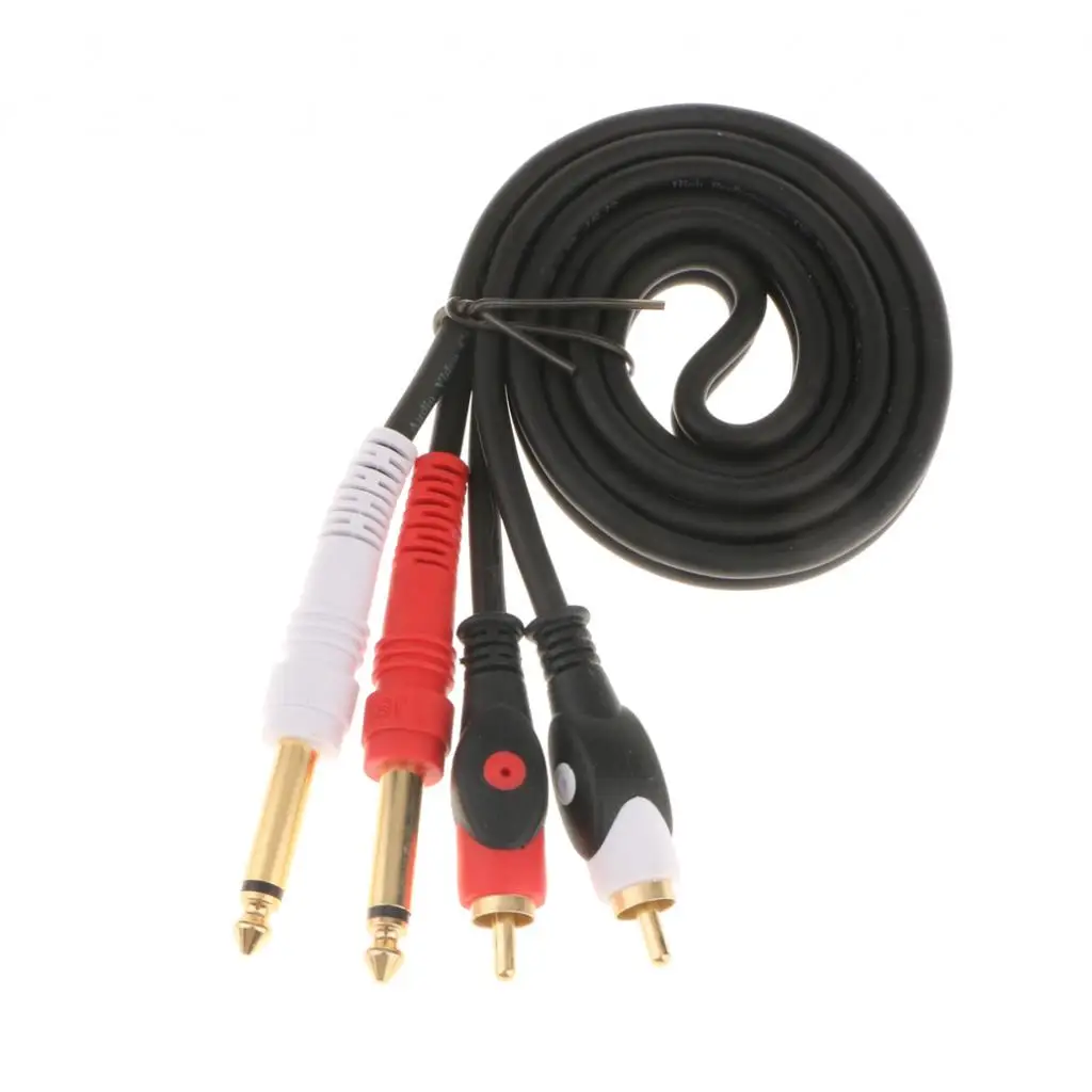 Double Lotus 6.35mm to RCA Audio Cable TPE Stretch Wire RCA Connector for Professional Sound Equipment