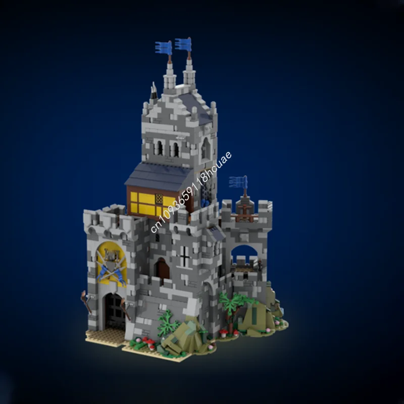 Moc ยุคกลาง Mountain Fortress Modular ปราสาทรุ่น Building Blocks Creative ASSEMBLY การศึกษาอิฐของเล่นเด็กวันหยุดของขวัญ