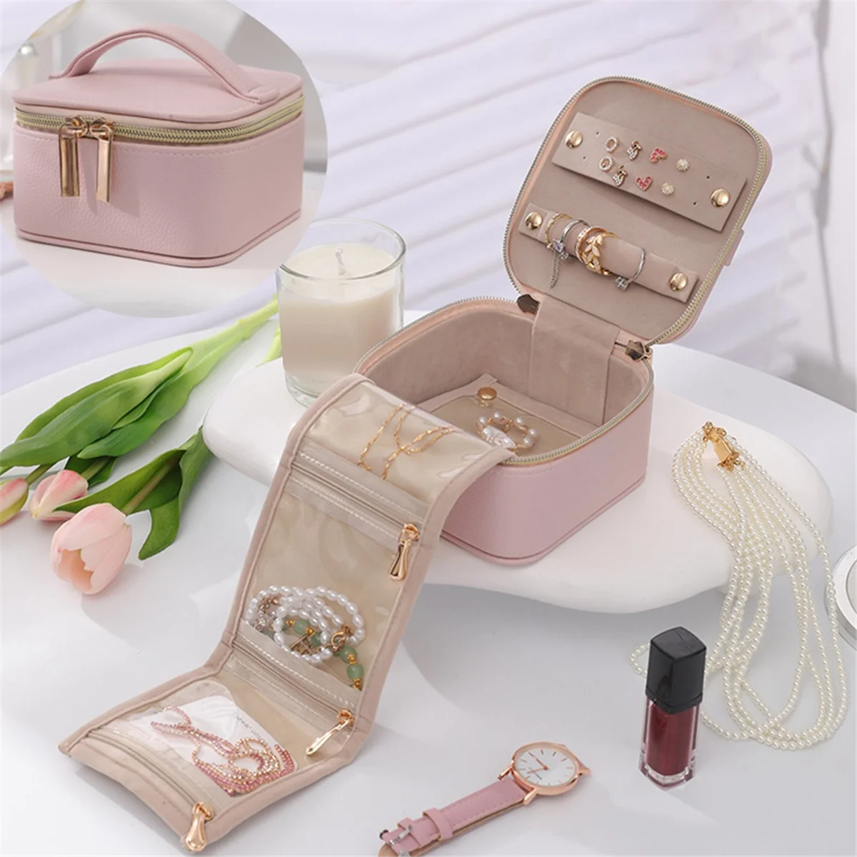 ABQR дорожный футляр для ювелирных изделий, органайзер для хранения, дорожный органайзер для ювелирных изделий, портативный дорожный футляр для ювелирных изделий, шкатулка для драгоценностей B