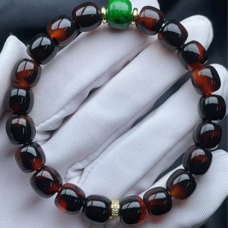 tortoiseshell-colored-diy-bracelet-with-horned-barrel-beads-and-metal-accessories-unisex-collectible-item