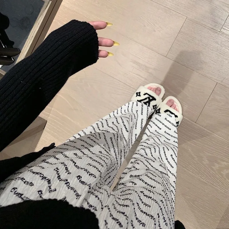 

Летние тонкие прямые широкие брюки для женщин, свободные, струящиеся, повседневные, с высокой талией, длинные, прохладные, с текстурой, в корейском стиле