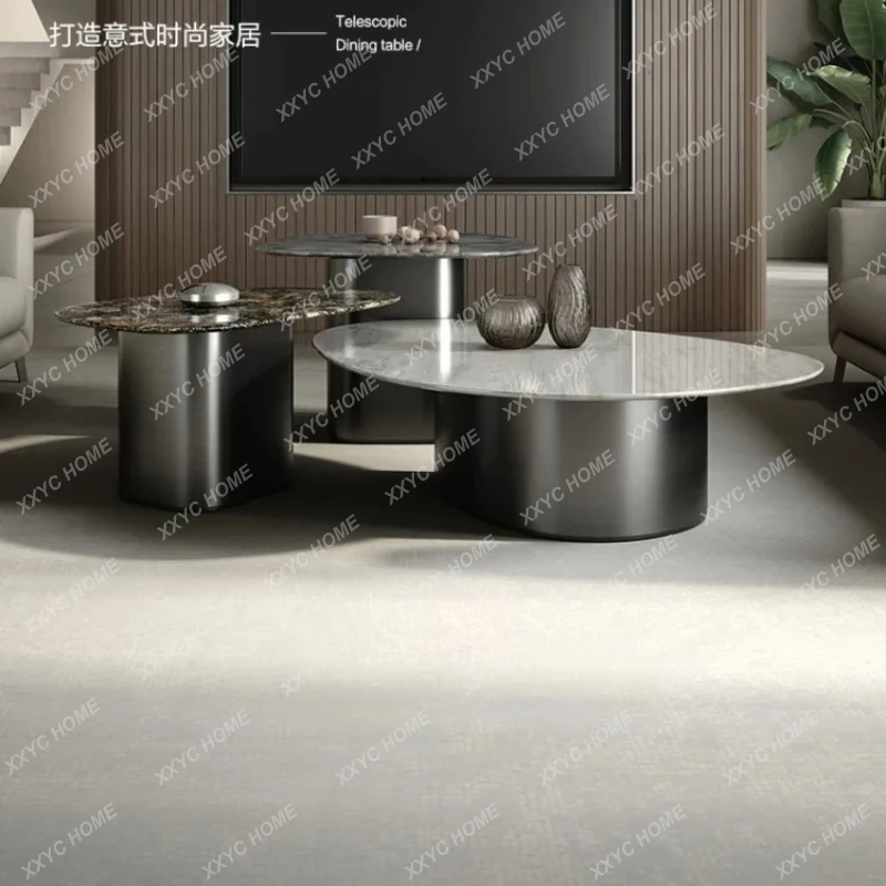 

Living room modern simple home high-end minimalist light luxury oval coffee table combinationYY