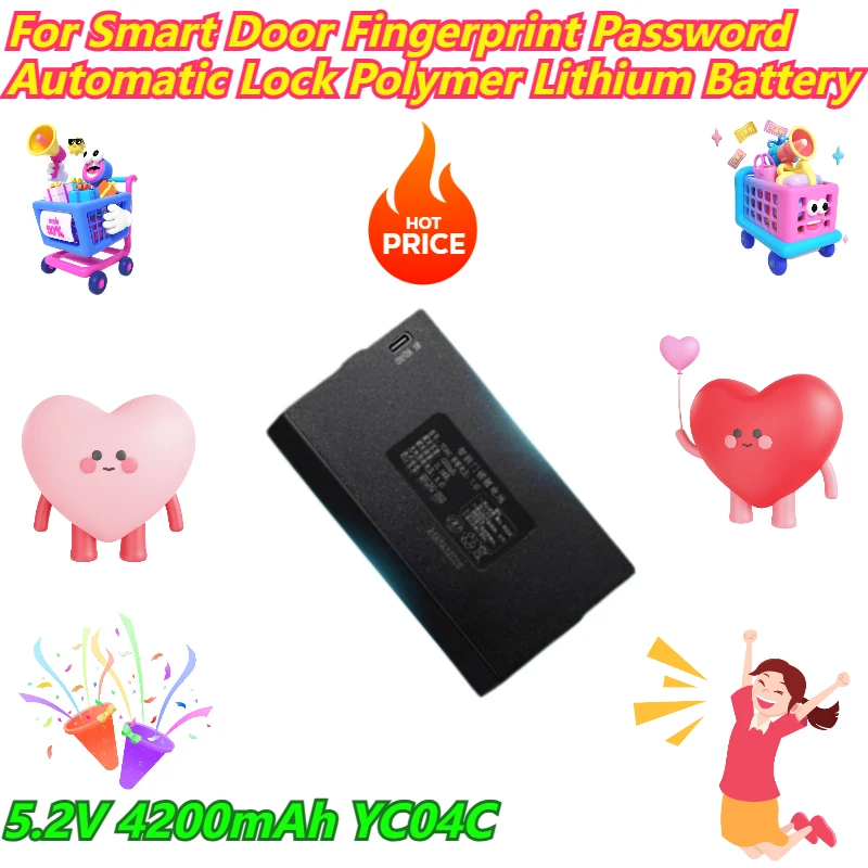 

5.2V 4200mAh YC04C For Smart Door Fingerprint Password Automatic Lock Polymer Lithium Battery