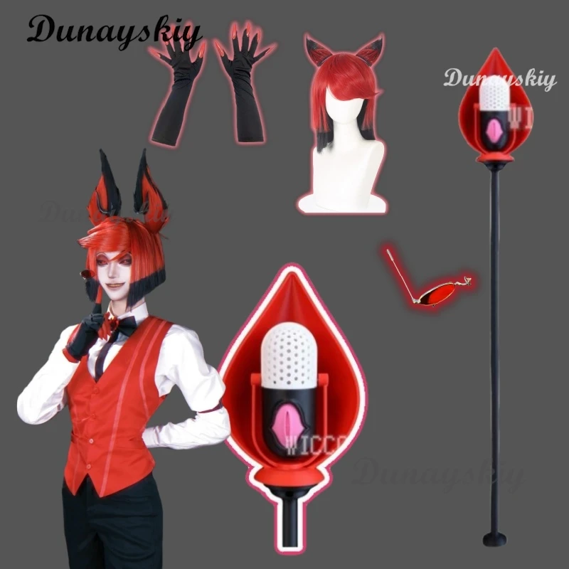 Hazbin Cosplay Prop Set ALASTOR Cosplay Props 145CM Detachable Vertical Microphone Sticks Canes Halloween Carnival Party Props