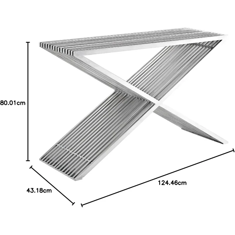 

Contemporary Modern Stainless Steel Console Table In Silver