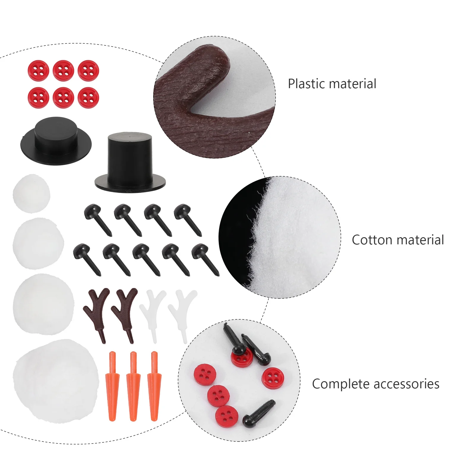 Ensemble de 3 matériaux de bricolage, bonhomme de neige de noël, joli Kit de bricolage réaliste, accessoires de bonhomme de neige, artisanat de vacances amusant pour les enfants
