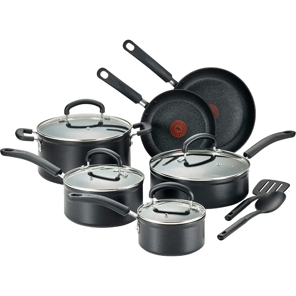 

Advanced Nonstick Cookware Set 12 Piece Oven Safe 350F Pots and Pans, Dishwasher Safe Black